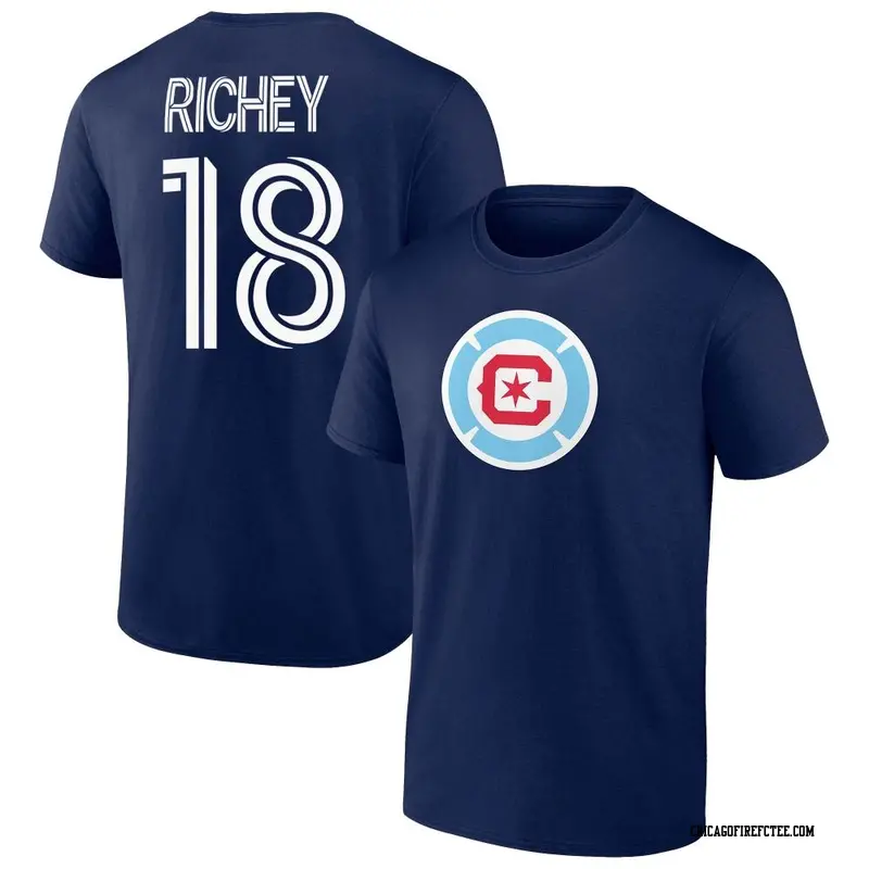 Men's Chicago Fire FC ＃18 Spencer Richey Navy Name & Number T-Shirt