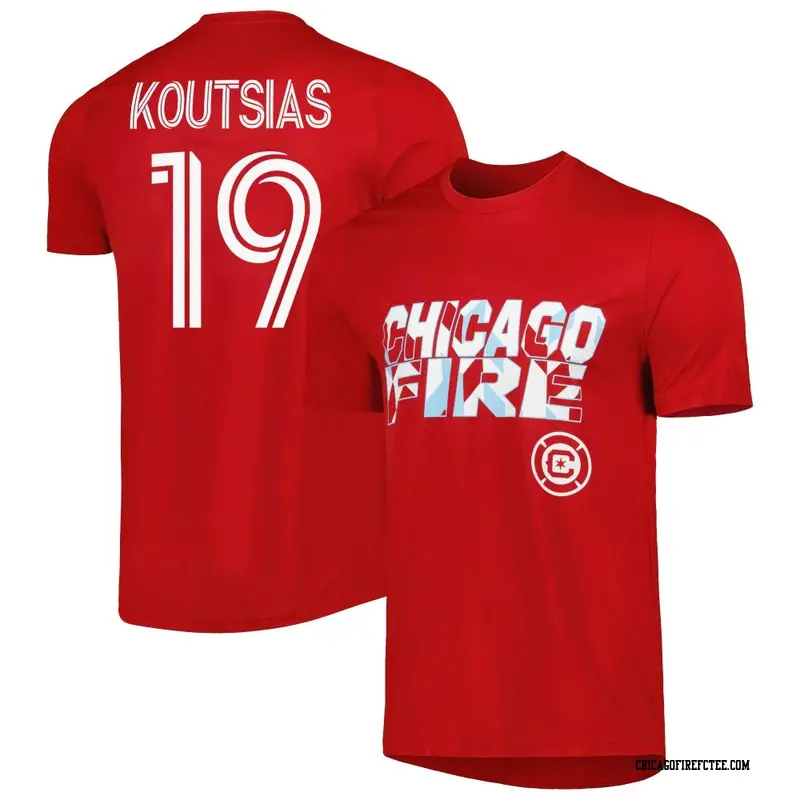 Youth Chicago Fire FC ＃19 Georgios Koutsias Red Name & Number Hook T-Shirt