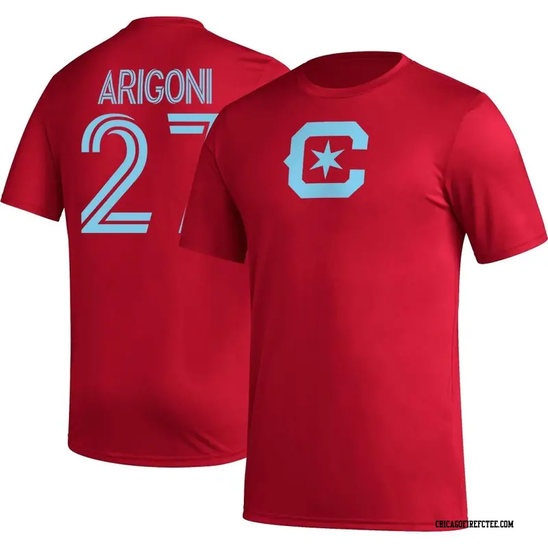 Youth Chicago Fire FC ＃27 Allan Arigoni Red Name & Number Icon T-Shirt
