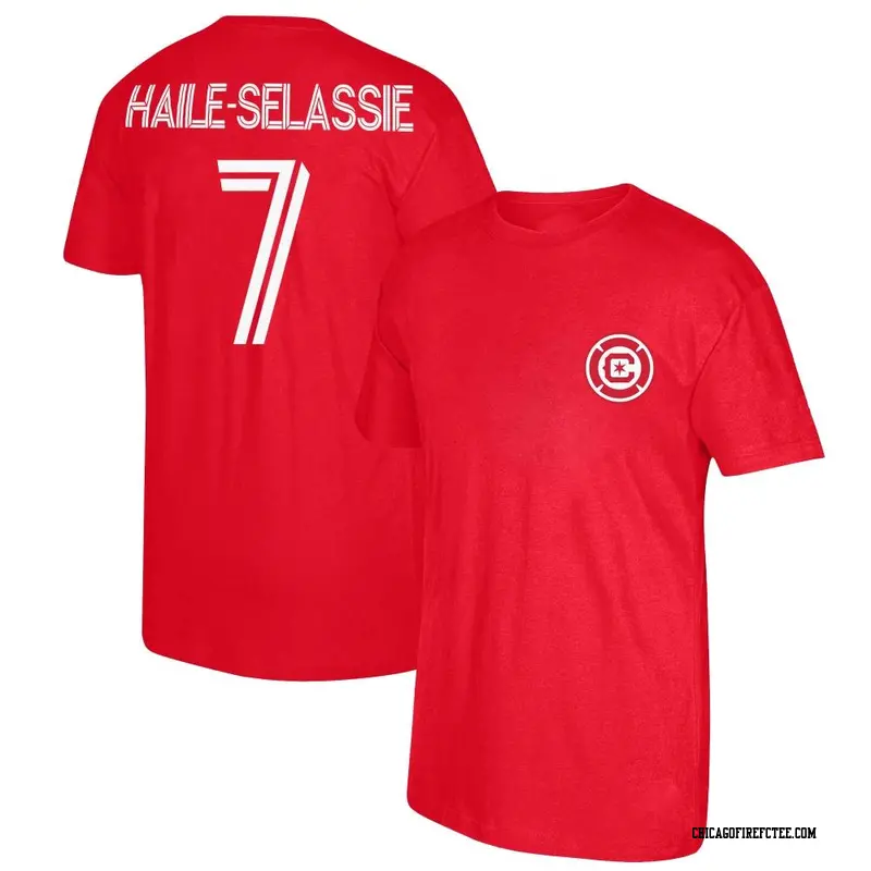 Youth Chicago Fire FC ＃7 Maren Haile-Selassie Red Name & Number Founded T-Shirt