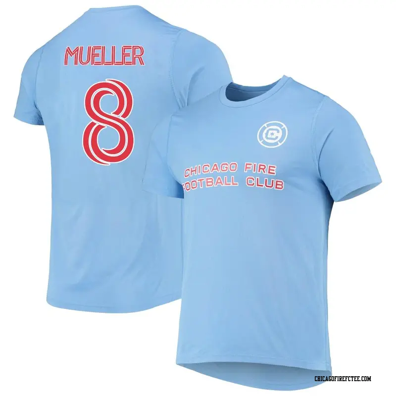 Youth Chicago Fire FC ＃8 Christopher Mueller Light Blue Name & Number T-Shirt